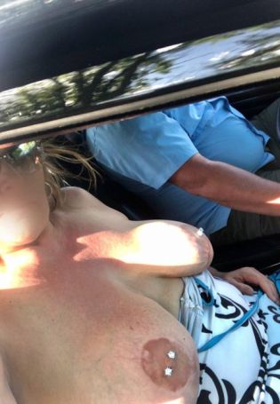 Tits popped out on the street
