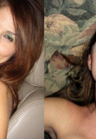 Naked wives covered in cum