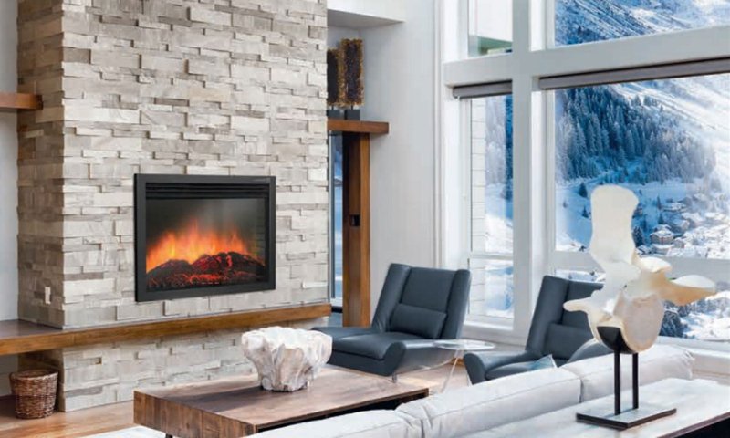 Electric fireplace in the interior