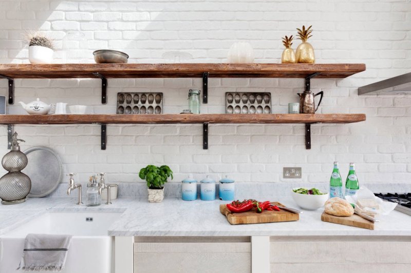 Open shelves in the kitchen