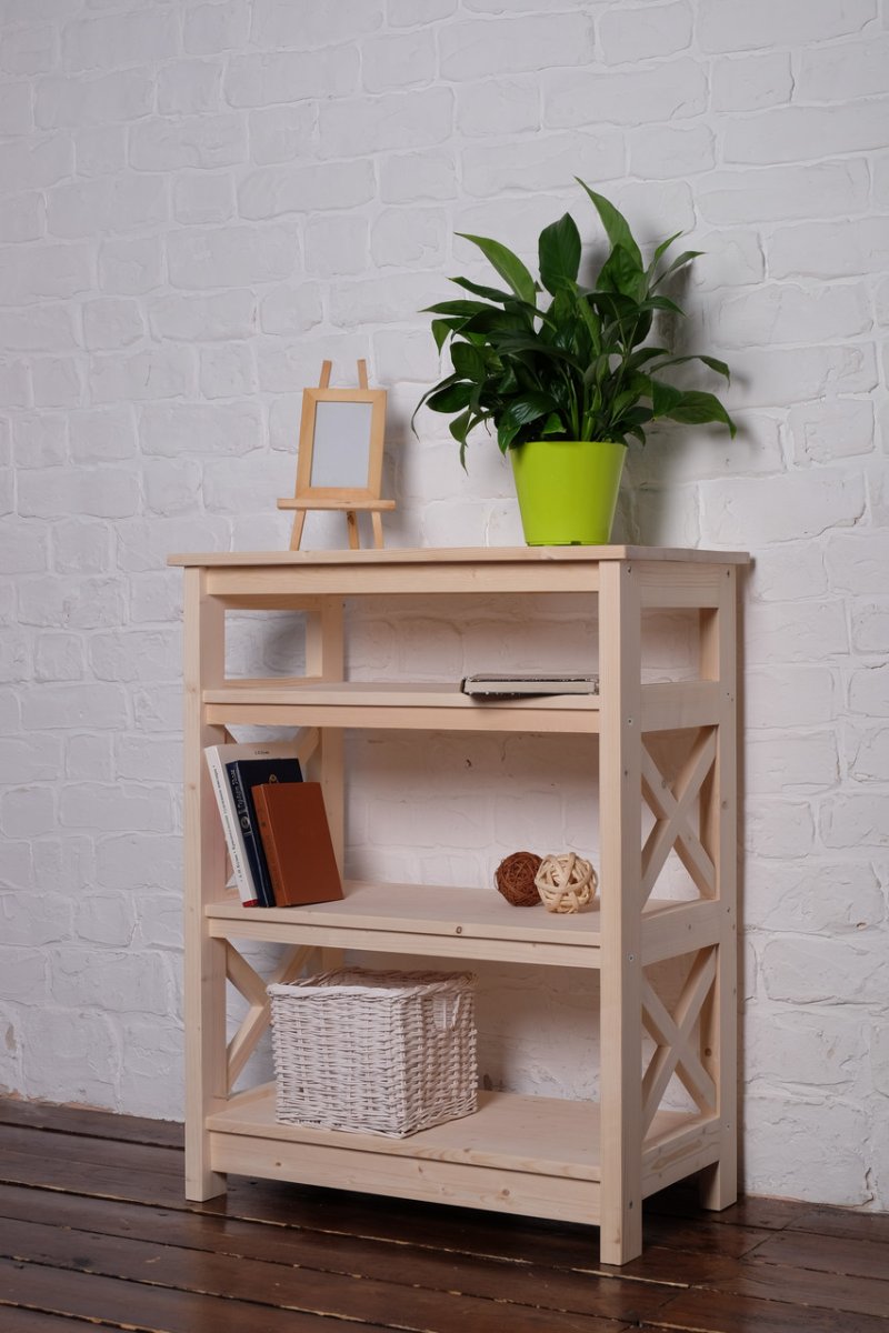 Thethe is narrow, 4 shelves, 910x400x400mm, wooden rack