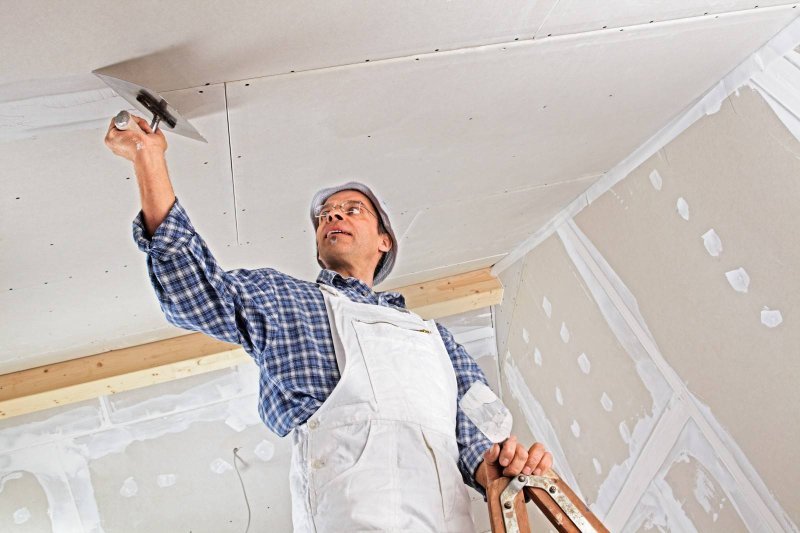 Poppy putting the ceiling for painting