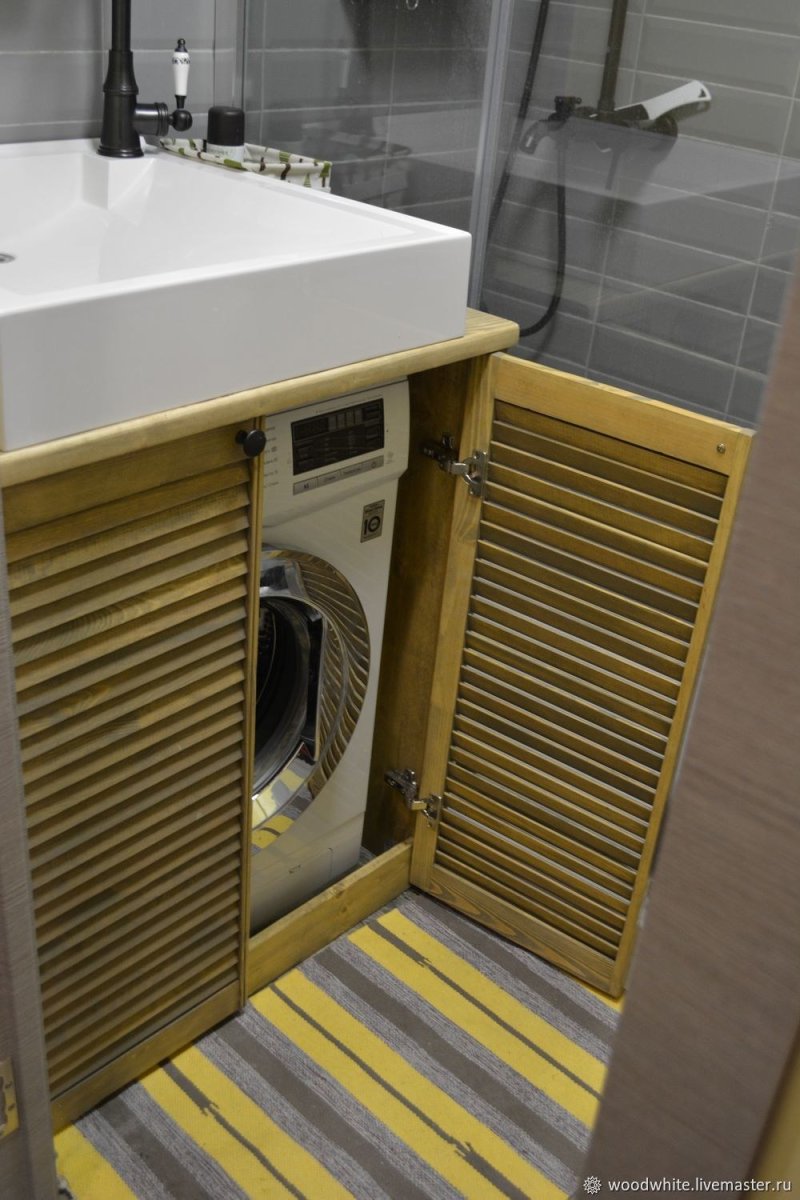 Wardrobe in the bathroom for washing machine