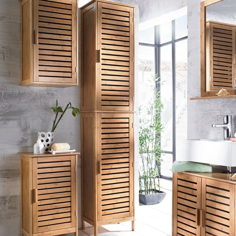 Bamboo cabinet in the bathroom