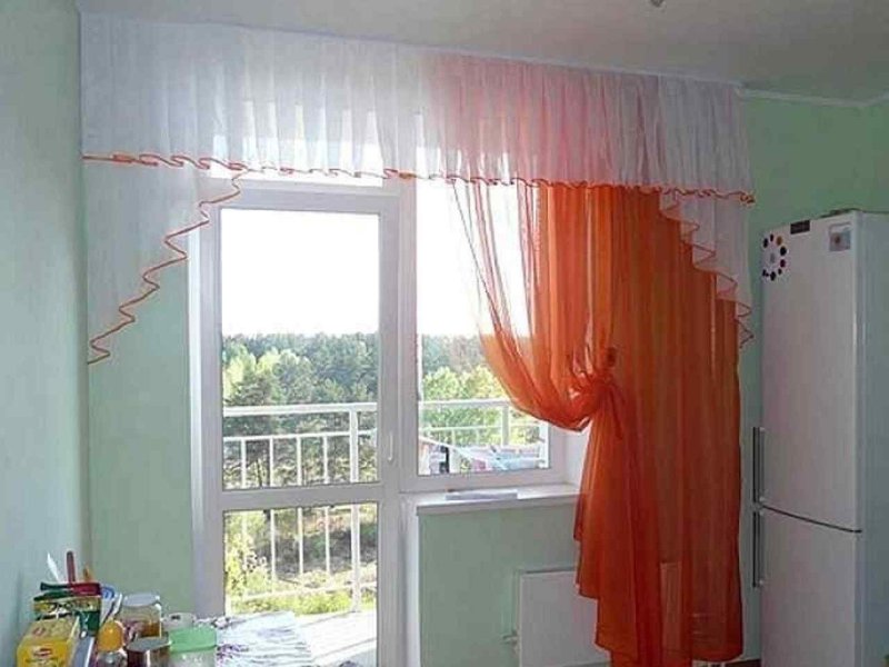 Curtains for the kitchen with a balcony