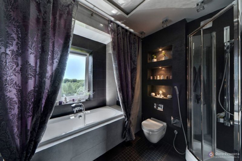 Bathroom in dark tones