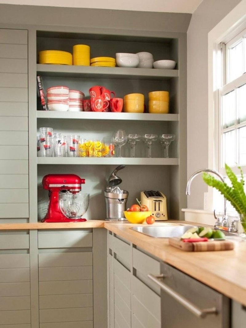 Kitchen with open shelves