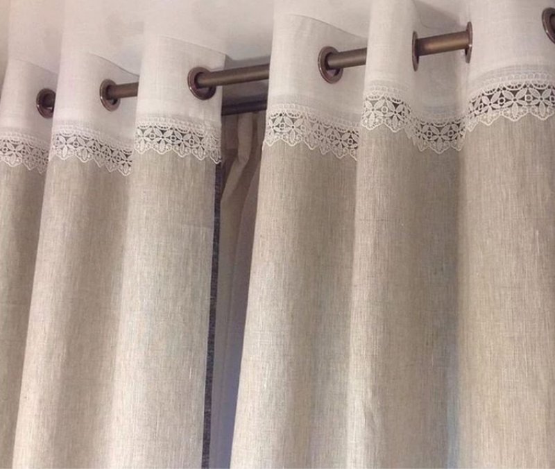 Linen curtains with lace