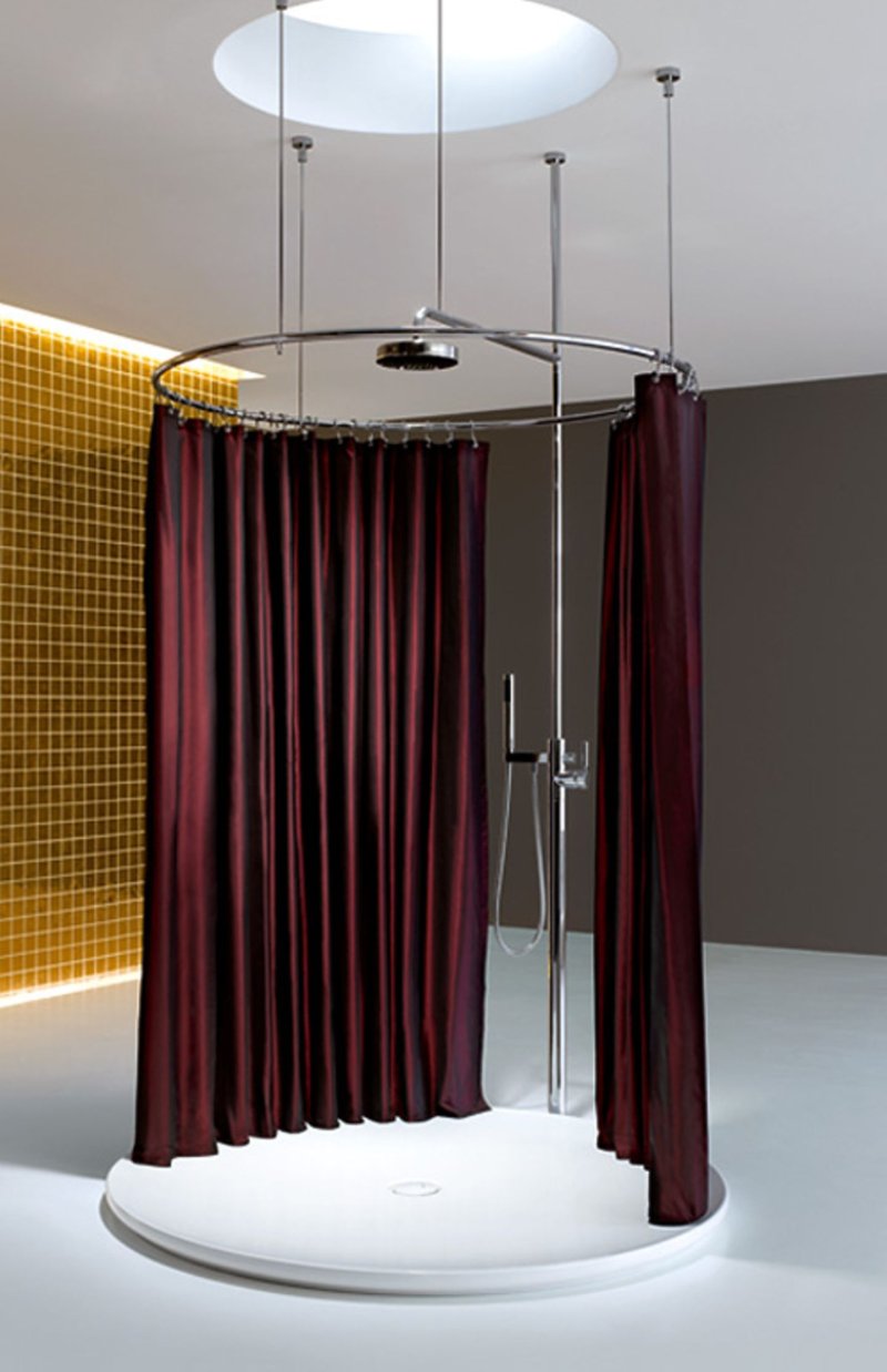 Shower with a curtain