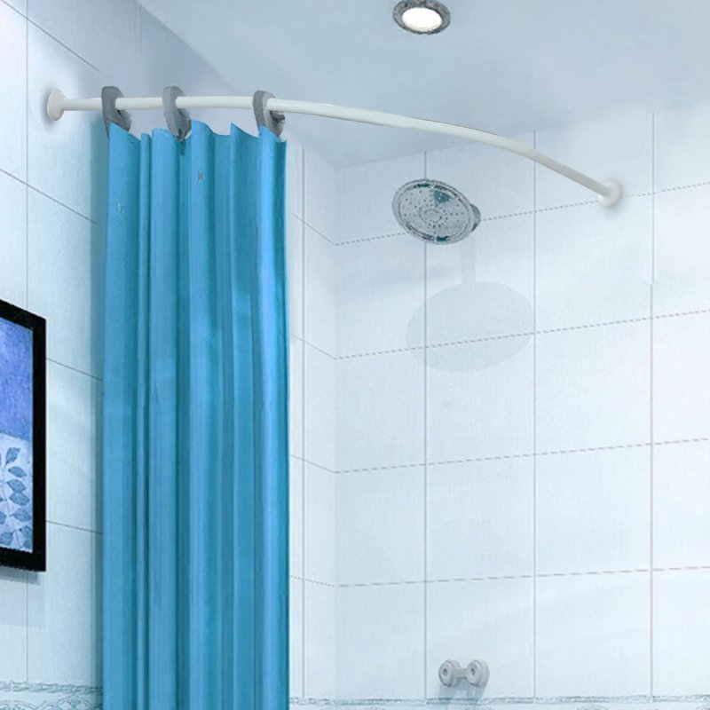 Corner shower curtain with a rod 90x90