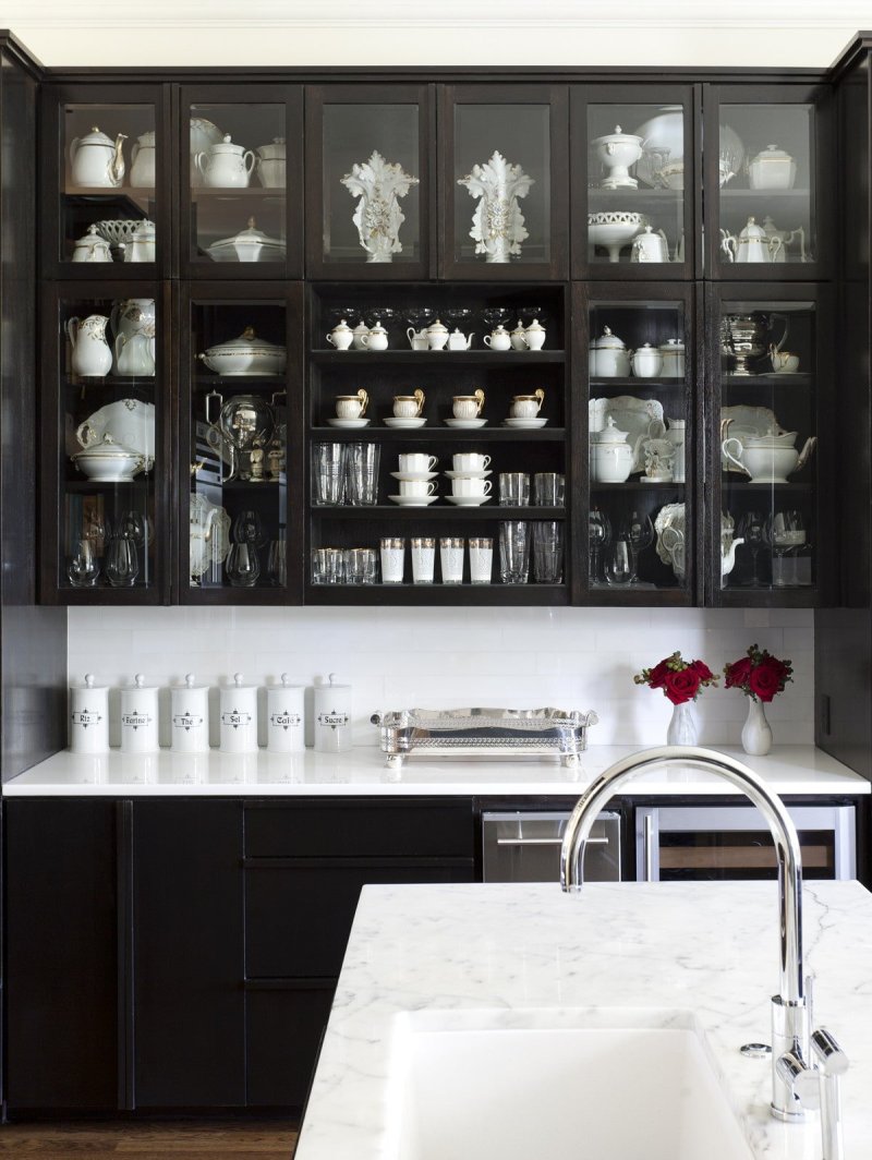 Glass cabinet in the kitchen