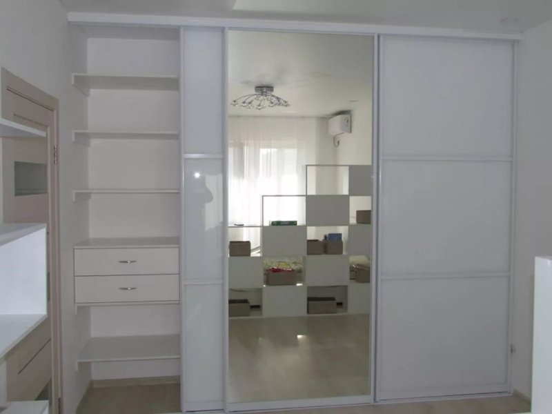 Built -in wardrobe white compartment