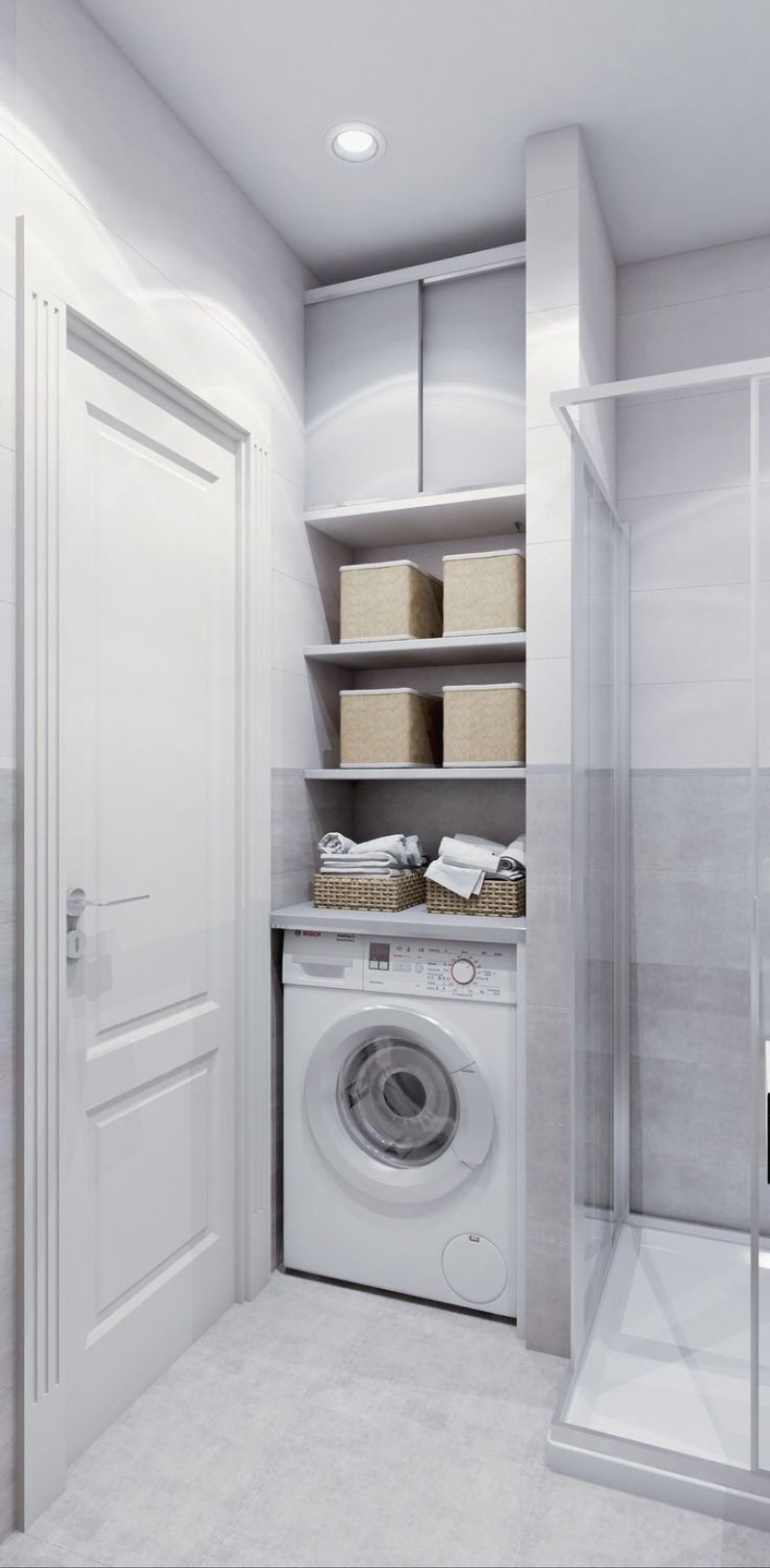 Cabinet over the washing machine in the bathroom