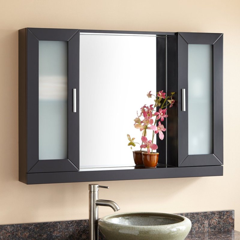 Hinged cabinet in the bathroom