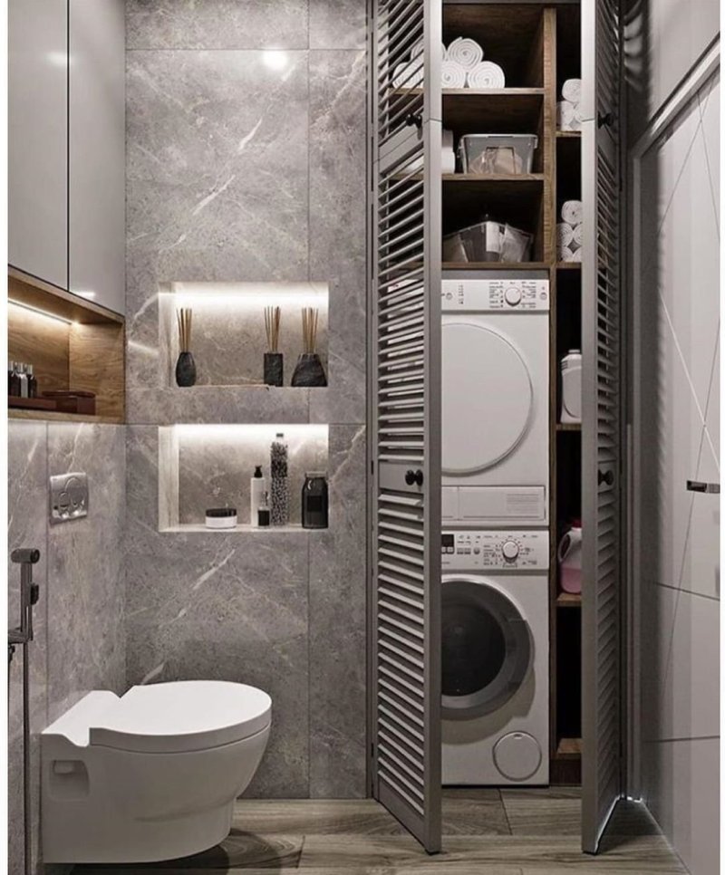 Wardrobe for washing machine in the bathroom