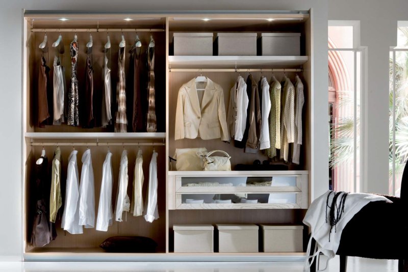 Open cabinets for clothing