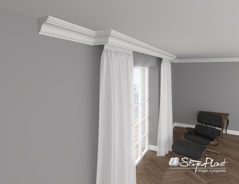 Ceiling skirting board for curtains