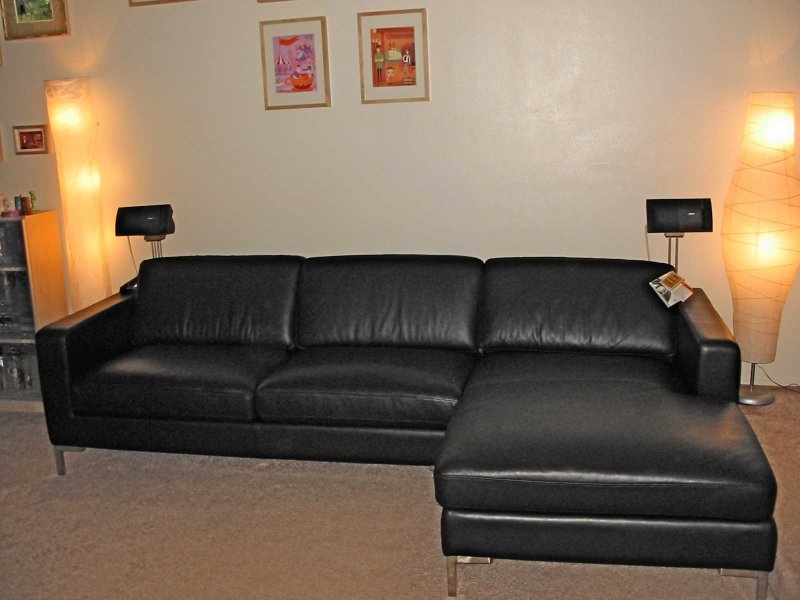 Leather black sofa