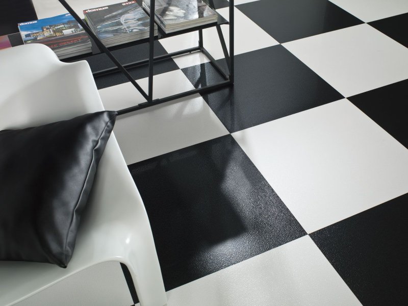 Black white porcelain tile