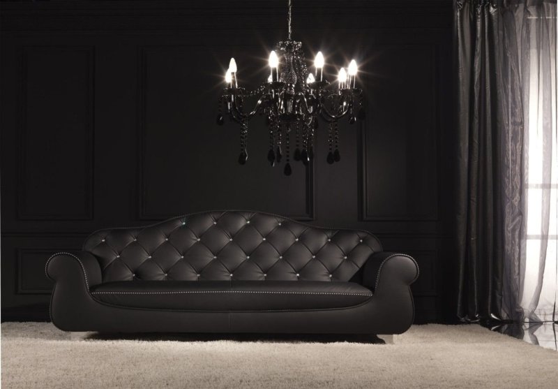 Black leather sofa