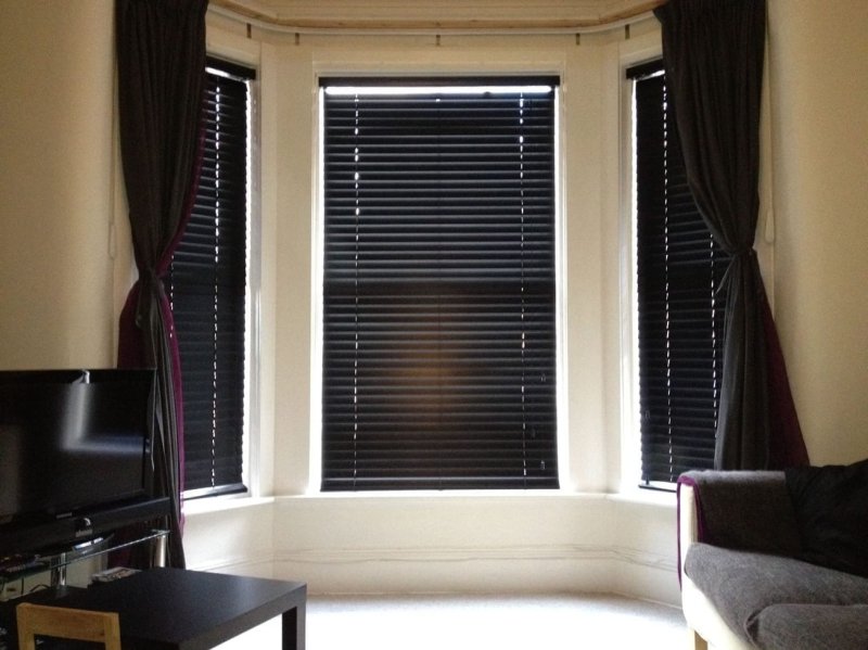 Black blinds on windows