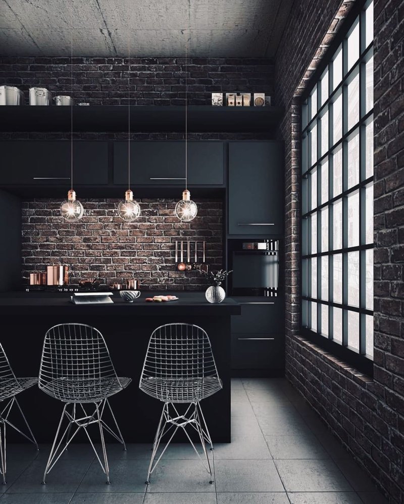 Loft style kitchen interior