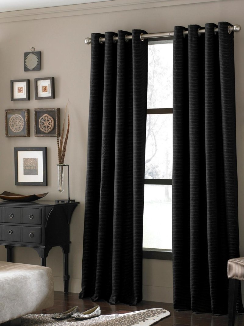 Black curtains in the interior