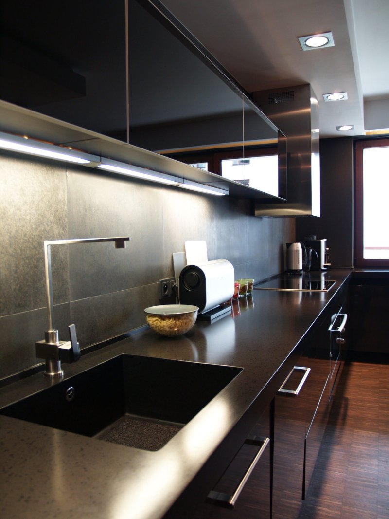 Black countertop kitchen