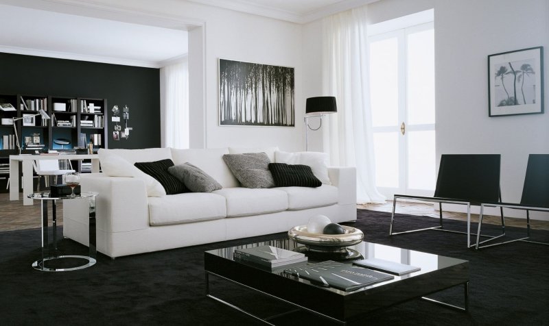 Black white living room