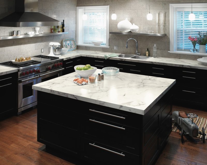 Black countertop kitchen