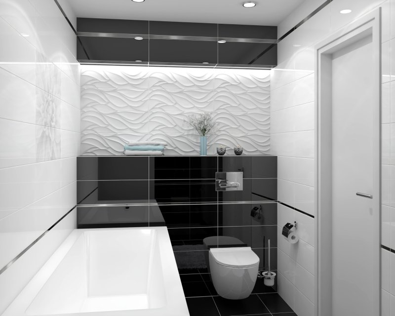 Bathroom design in black white colors