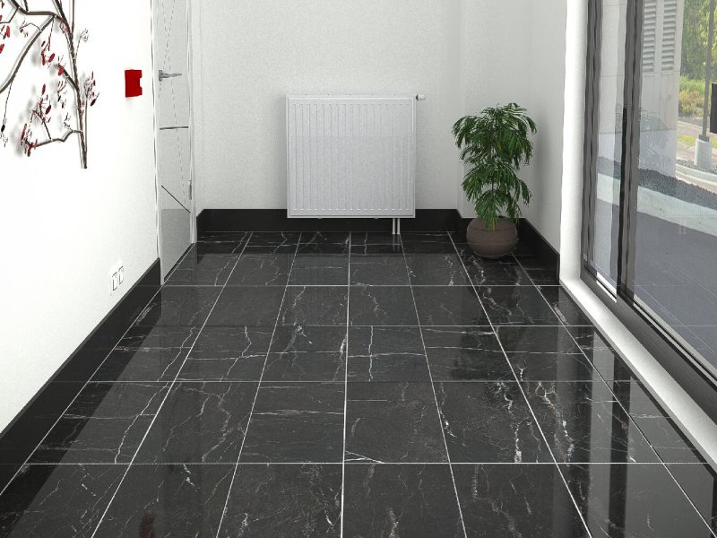 Black tile on the floor