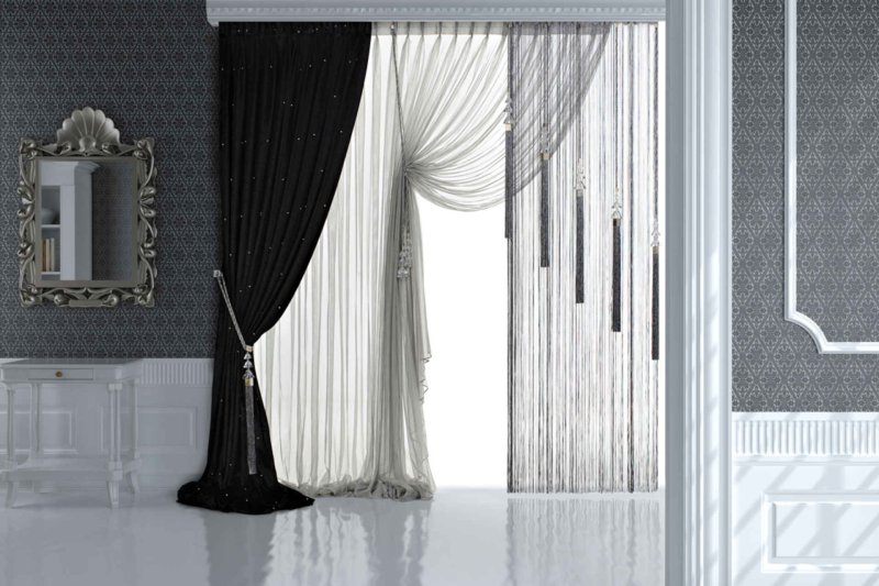 Black white curtains