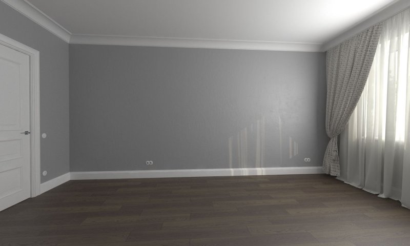 Gray walls white skirting boards