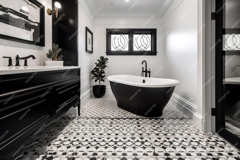 Black white bathroom design