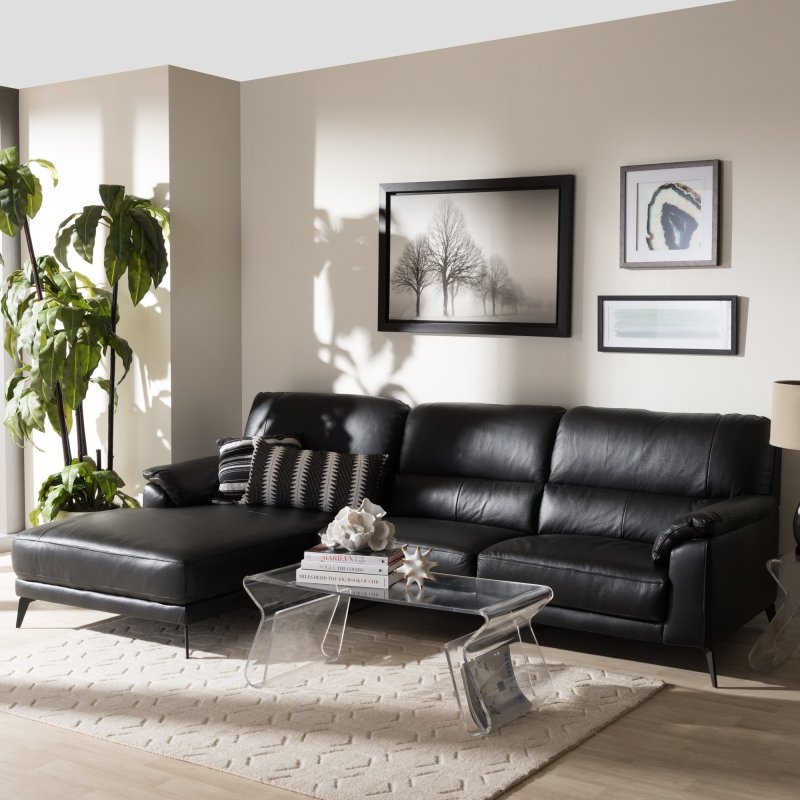 Black sofa in the interior