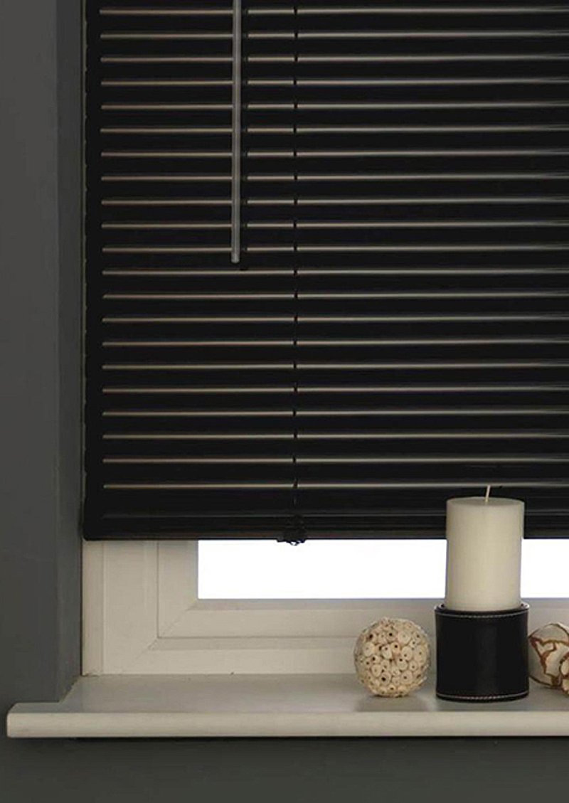 Wooden blinds are black