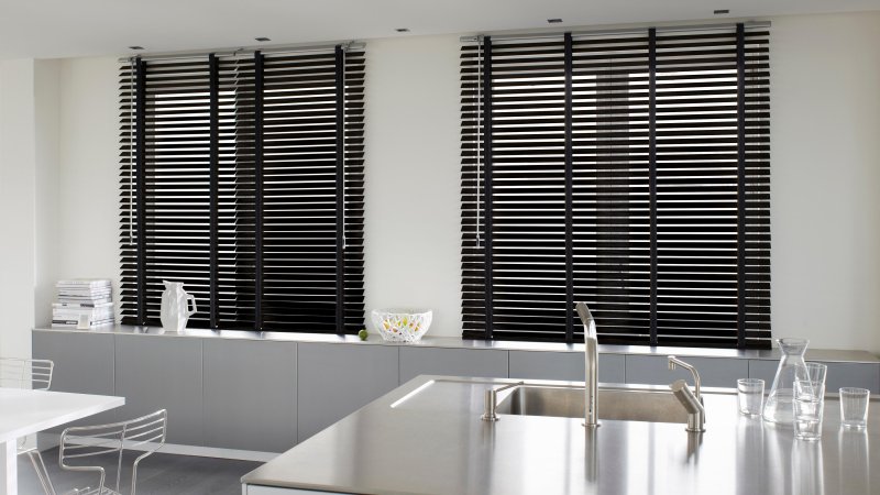 Black horizontal blinds