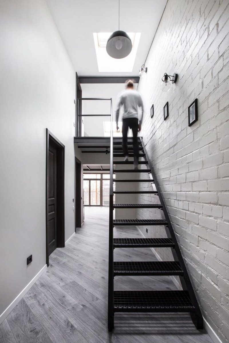 Corridor with a staircase in the style of loft