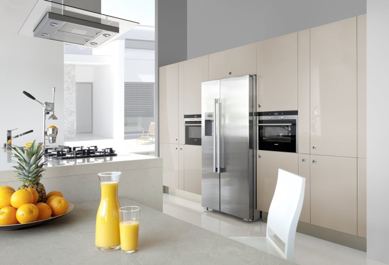 Refrigerator in the interior of the kitchen