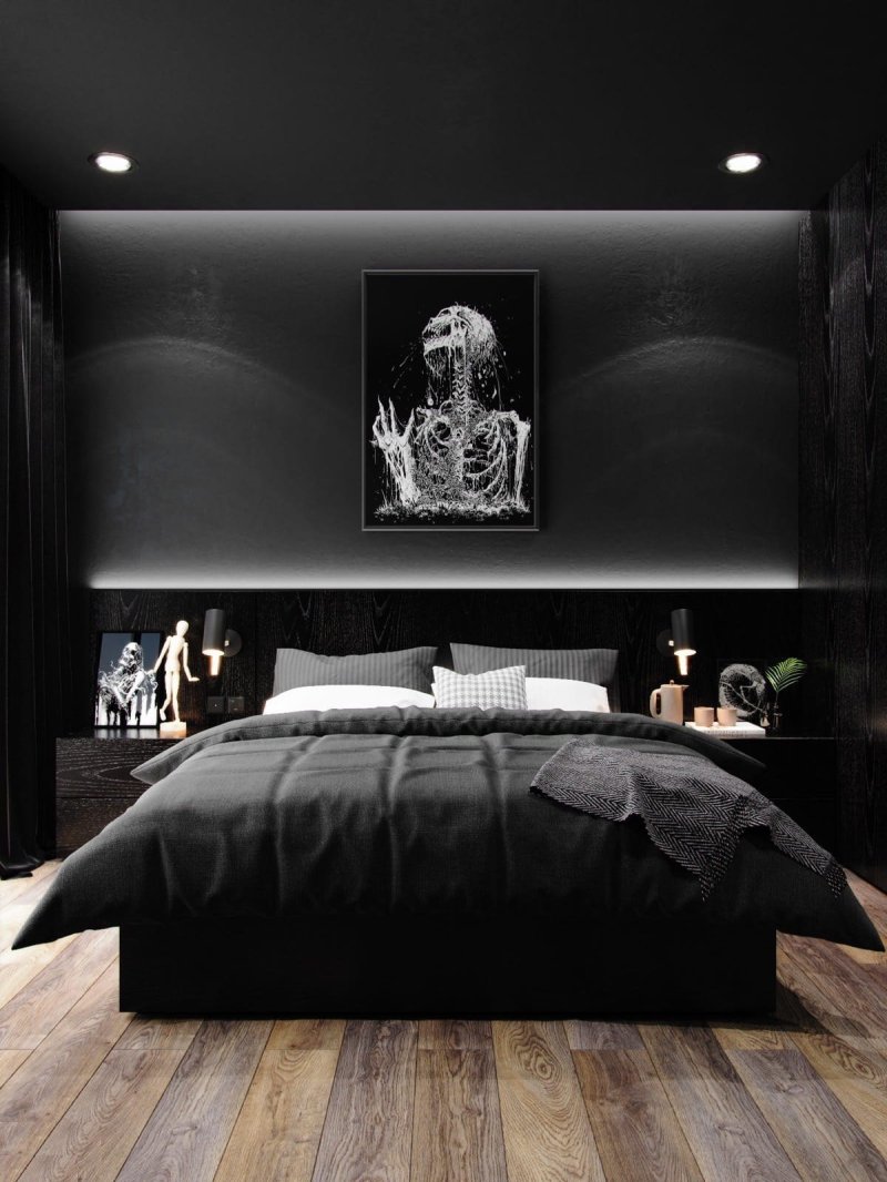 Black tones bedroom design