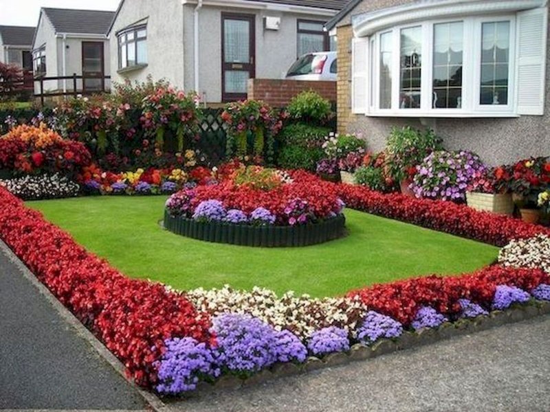 Flower beds in the garden