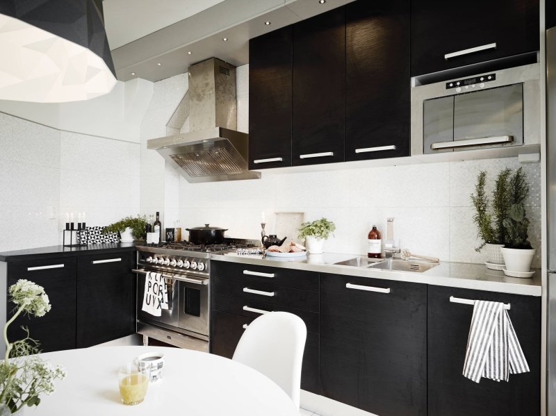 Black white kitchen design interior