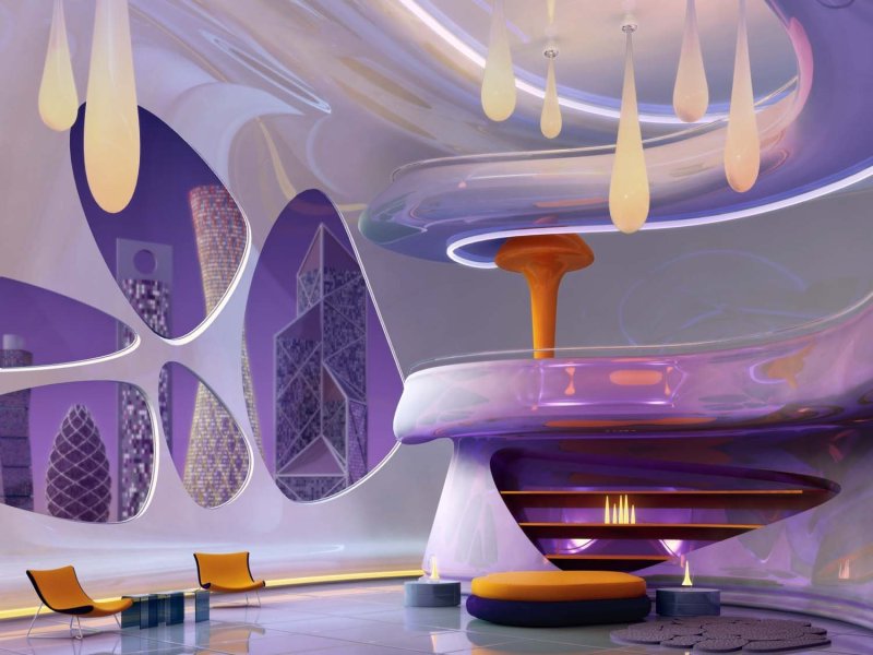 Interior in the style of futurism bionics