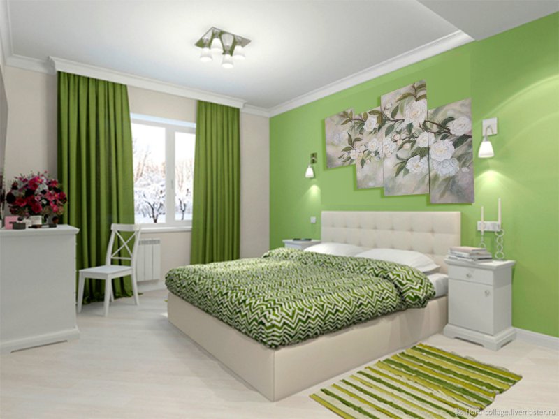 Bedroom in pistachio tones