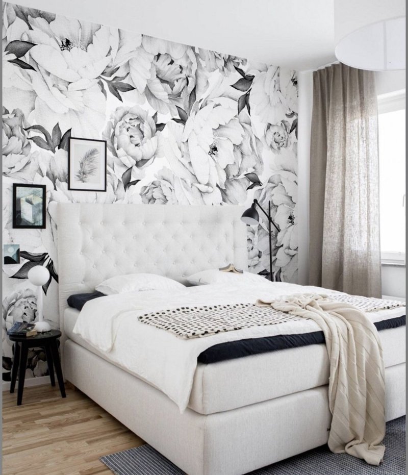 White bed in the interior