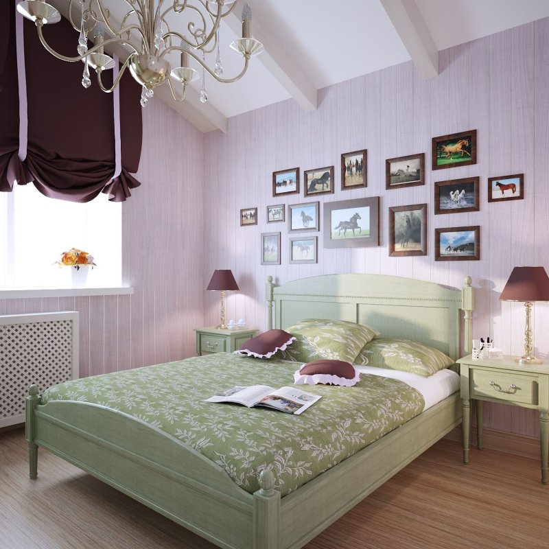 Bedroom in pistachio tones