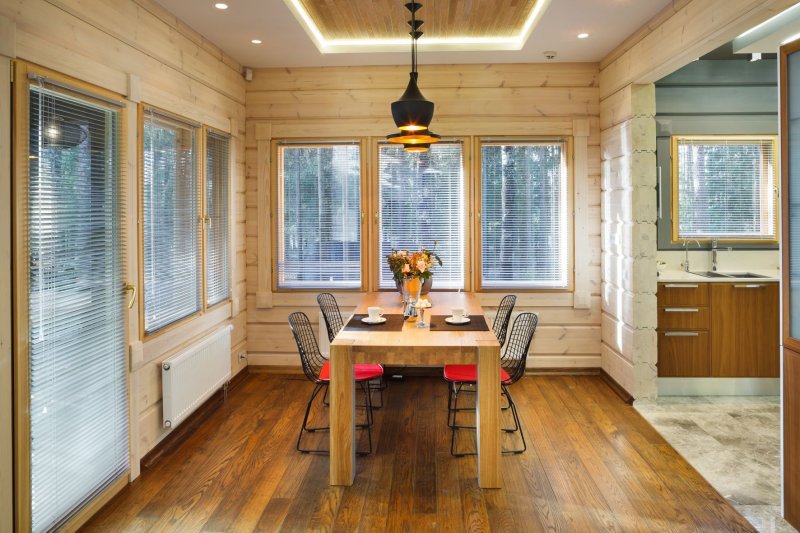 Kitchen interior in a brass house