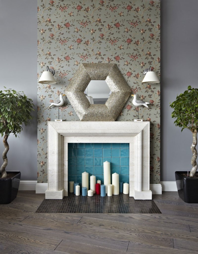 Candle fireplace in the interior