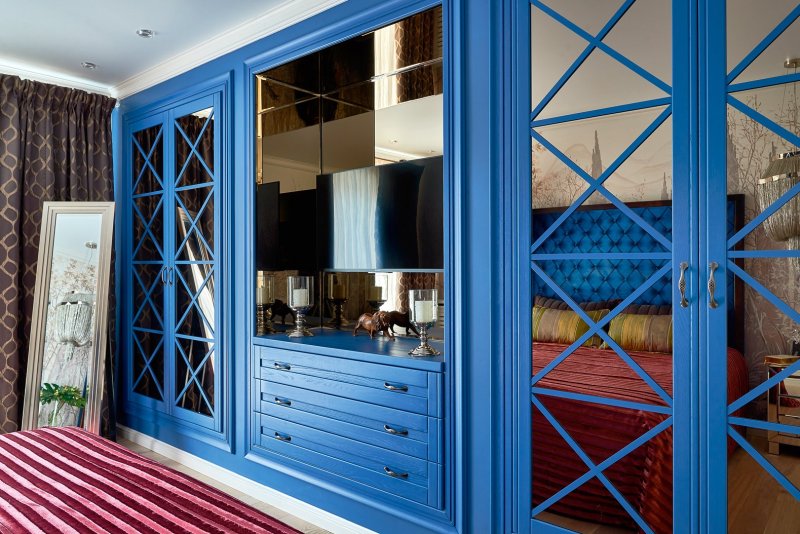 Blue cabinet in the interior